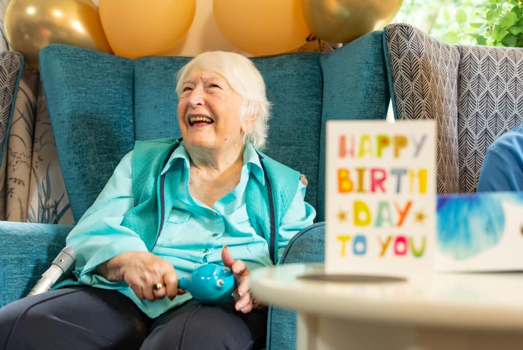 Residents at Appleby Grange celebrating a birthday